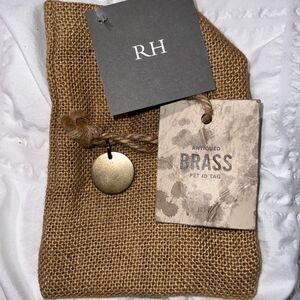 NWT Restoration Hardware Antiqued Brass Pet ID Tag